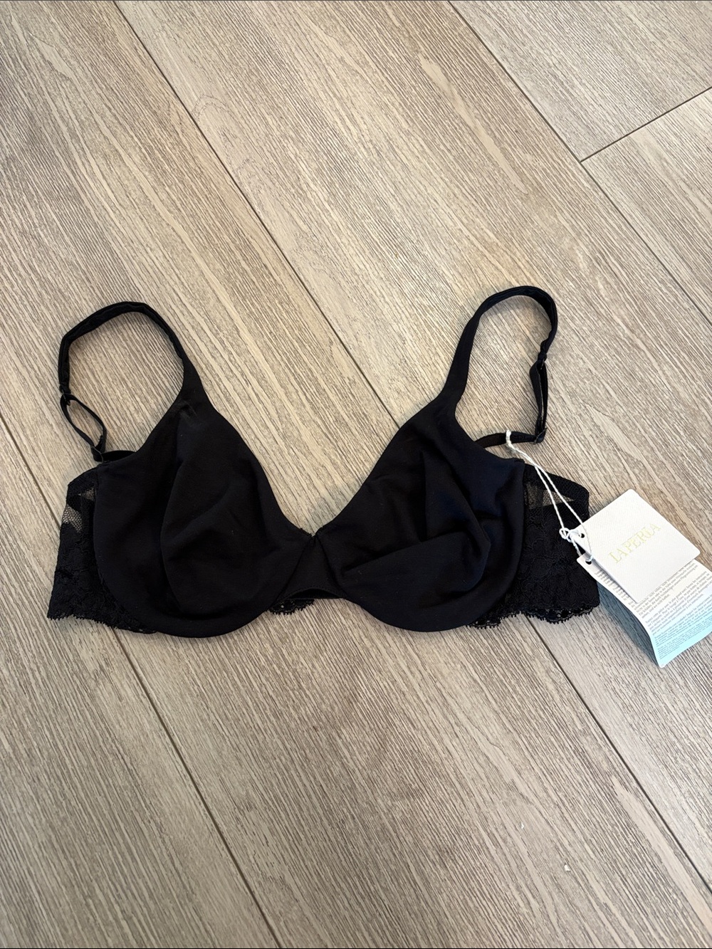 Lace-Trim Underwire Bra - Black 36C